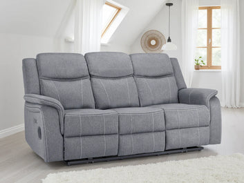 Galaxy Tech Electric Recliner 3 Seater Grey Fabric