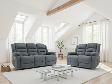 Alva Electric Recliner Sofa Graphite 3+2 Set with USB-C, Cup Holders & Storage