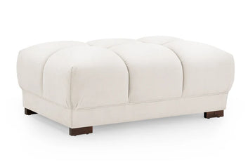 Azzuro Sofa Cream Velvet Footstool with Anti-Slip Feet – Elegant Ottoman