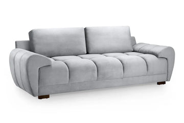 Azzuro Sofa Grey 3 Seater Velvet Sofabed with Storage & Anti-Slip Feet