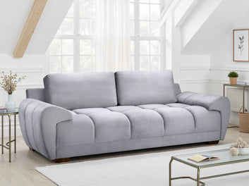 Azzuro Sofa Grey 3 Seater Velvet Sofabed with Storage & Anti-Slip Feet
