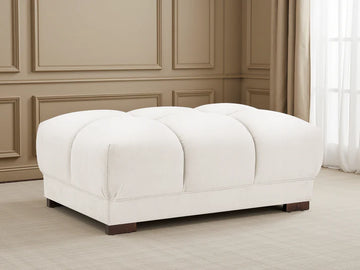 Azzuro Sofa Cream Velvet Footstool with Anti-Slip Feet – Elegant Ottoman