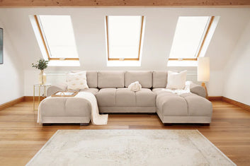 Azzuro Sofa Mocha U Shape Corner Velvet Sofa with Anti-Slip Feet