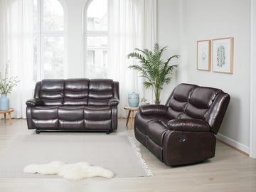 Conrad Manual Recliner Sofa Brown 3+2 Set – Bonded Leather Comfort Suite