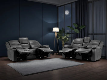 Harald Electric Recliner Sofa Black 3+2 Seater | High-Back Comfort