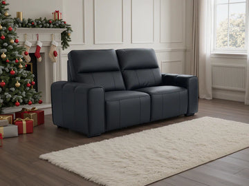 Bellagio Genuine Leather Electric Recliner Sofa Black 2 Seater