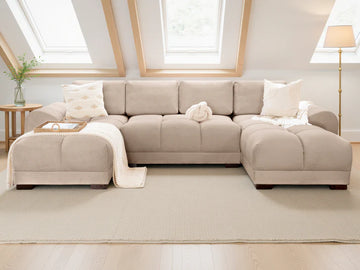 Azzuro Sofa Mocha U Shape Corner Velvet Sofa with Anti-Slip Feet