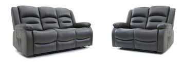 Alva Electric Recliner Sofa Grey 3+2 Set with USB-C & Cup Holders|Free home Delivery